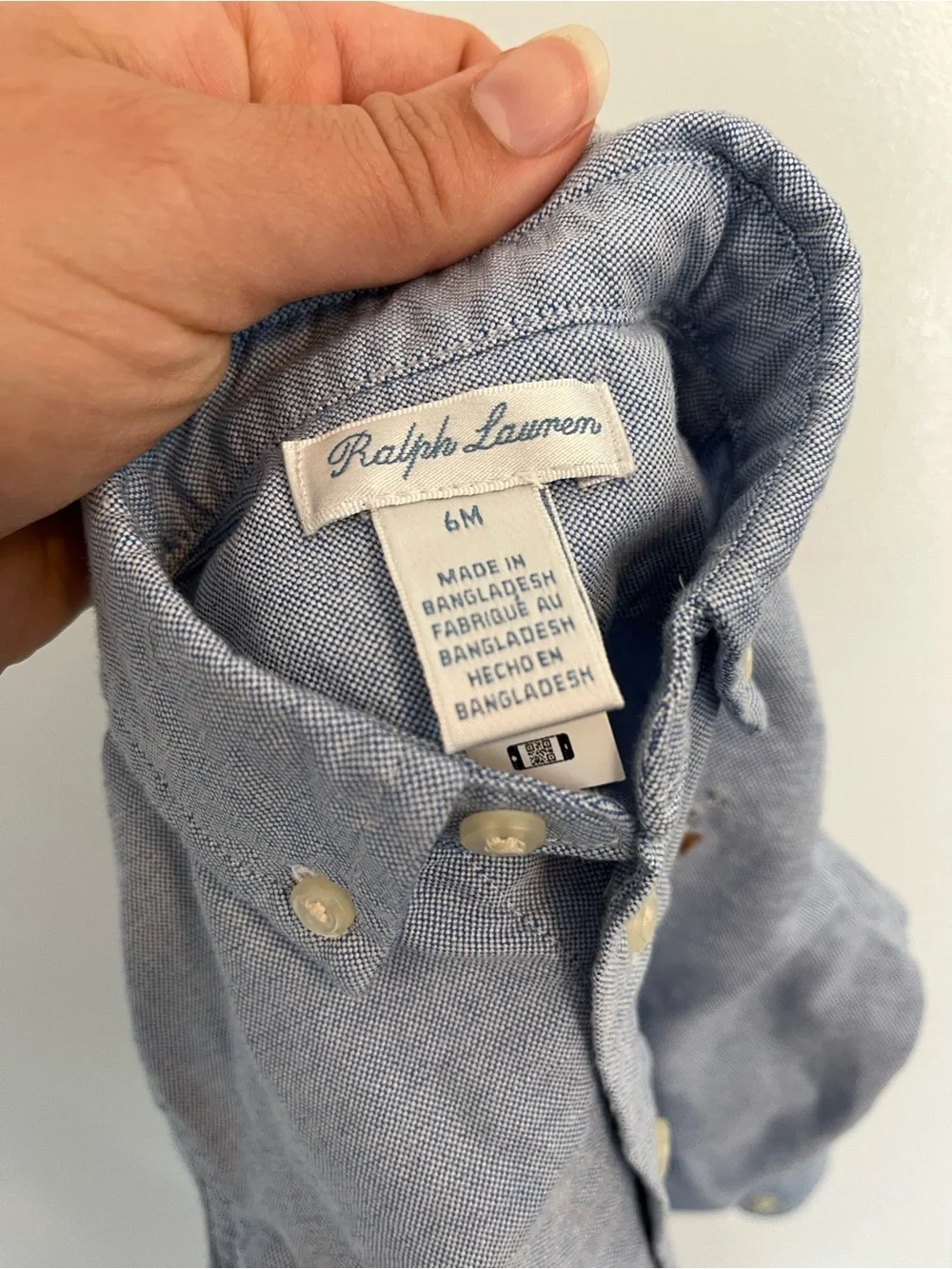 Ralph Lauren Blue Chambray Iconic Oxford Button-Down Shirt 6 months baby boy